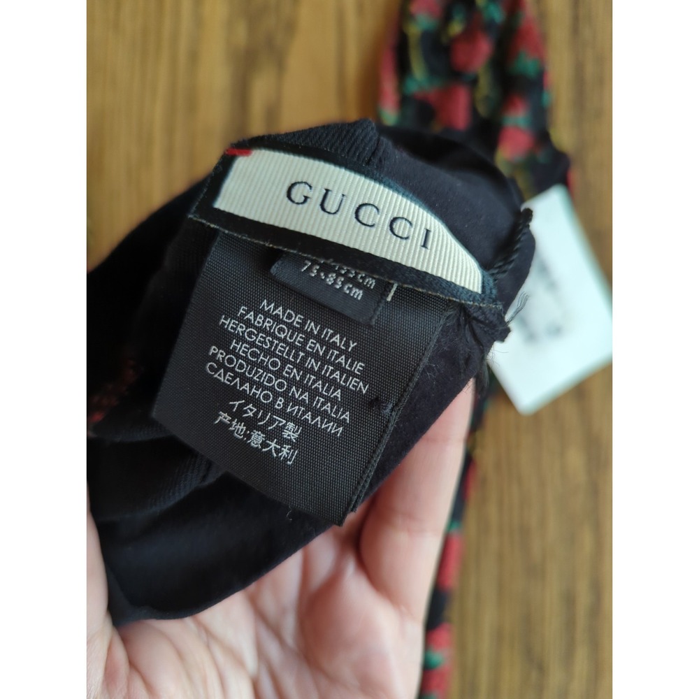 Authentic GUCCI Black Strawberry HORSEBIT FRAISE Tights Stockings S Please Read! - Picture 7 of 16